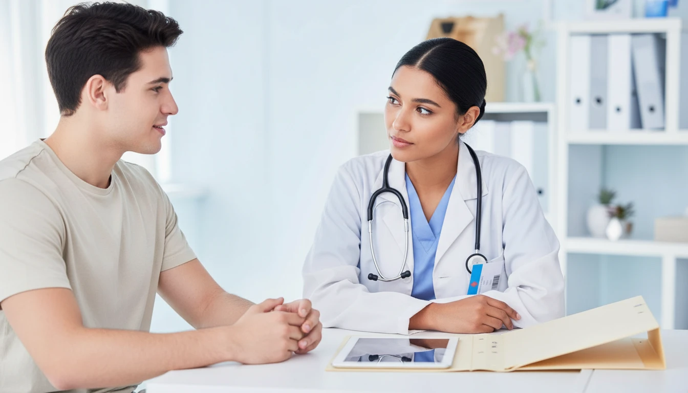 Young doctor and patient attentive young physician  15963